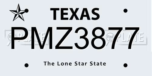 PMZ3877 Texas License Plate