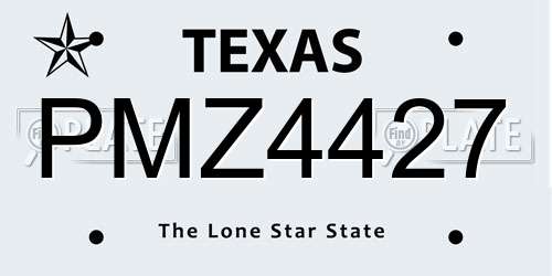 PMZ4427 Texas License Plate