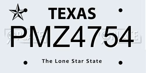 PMZ4754 Texas License Plate