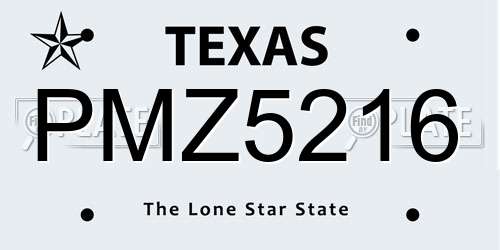 PMZ5216 Texas License Plate
