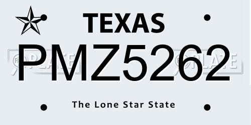 PMZ5262 Texas License Plate