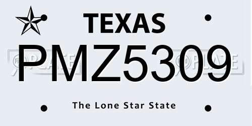 PMZ5309 Texas License Plate