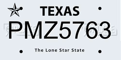PMZ5763 Texas License Plate