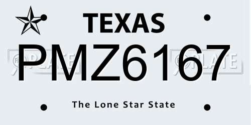 PMZ6167 Texas License Plate