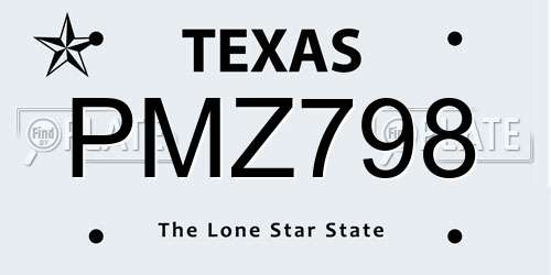 PMZ798 Texas License Plate