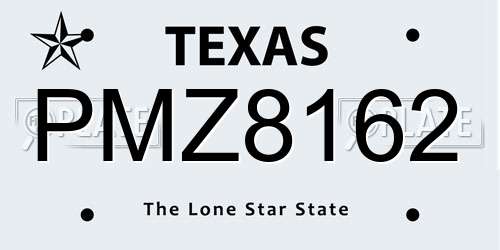 PMZ8162 Texas License Plate