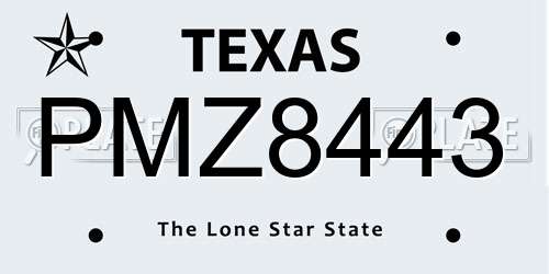 PMZ8443 Texas License Plate