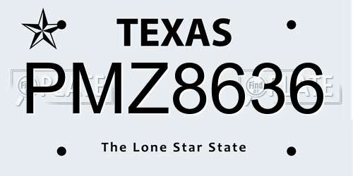 PMZ8636 Texas License Plate