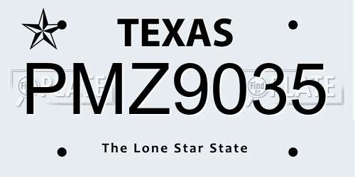PMZ9035 Texas License Plate