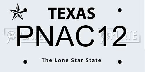 PNAC12 Texas License Plate