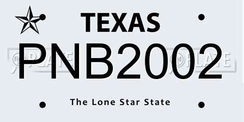 PNB2002 Texas License Plate