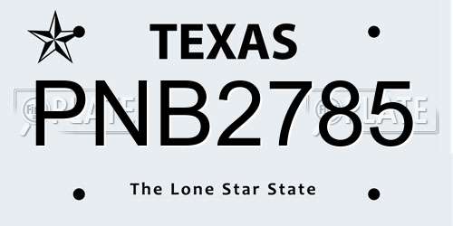 PNB2785 Texas License Plate
