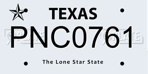 PNC0761 Texas License Plate