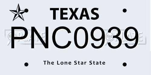 PNC0939 Texas License Plate