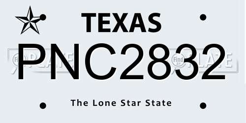 PNC2832 Texas License Plate
