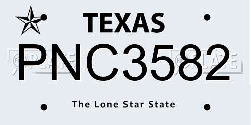 PNC3582 Texas License Plate