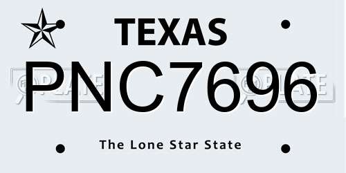 PNC7696 Texas License Plate