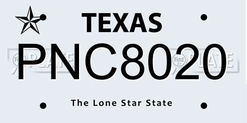 PNC8020 Texas License Plate