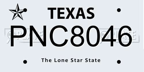 PNC8046 Texas License Plate