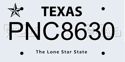 PNC8630 Texas License Plate