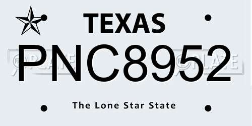 PNC8952 Texas License Plate