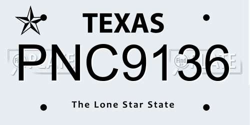 PNC9136 Texas License Plate