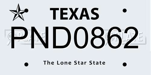 PND0862 Texas License Plate