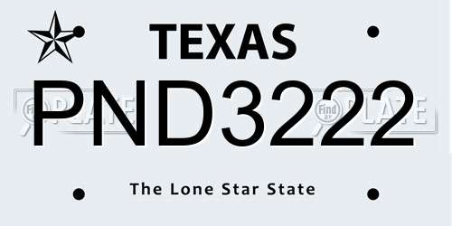 PND3222 Texas License Plate