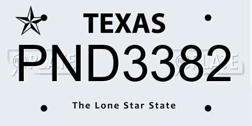 PND3382 Texas License Plate