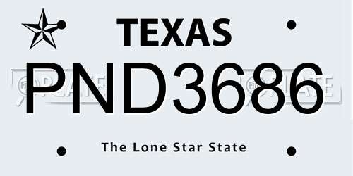 PND3686 Texas License Plate