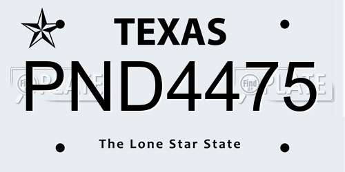 PND4475 Texas License Plate