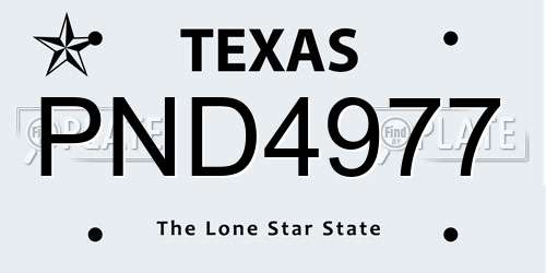 PND4977 Texas License Plate