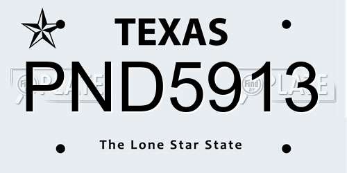 PND5913 Texas License Plate