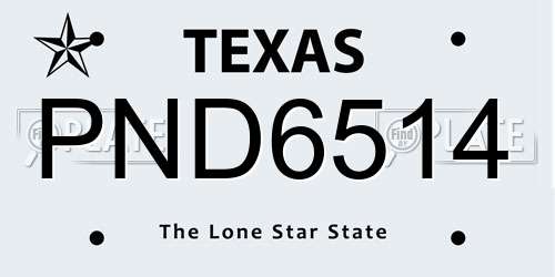PND6514 Texas License Plate