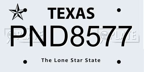 PND8577 Texas License Plate