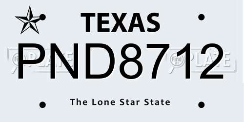 PND8712 Texas License Plate