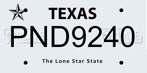 PND9240 Texas License Plate