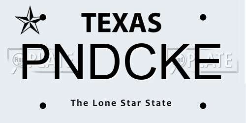 PNDCKE Texas License Plate
