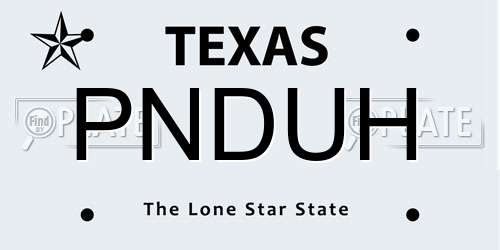 PNDUH Texas License Plate