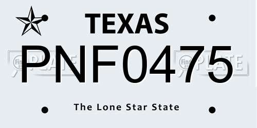 PNF0475 Texas License Plate
