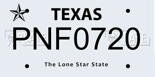 PNF0720 Texas License Plate