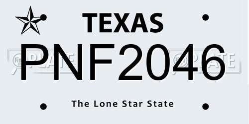 PNF2046 Texas License Plate