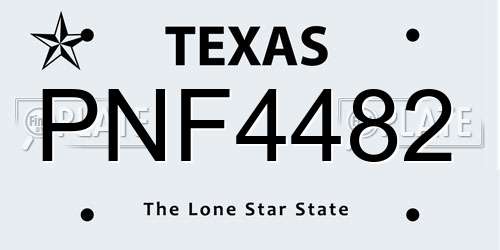 PNF4482 Texas License Plate