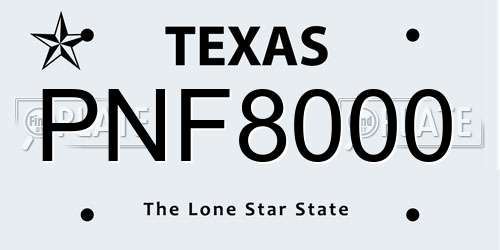 PNF8000 Texas License Plate