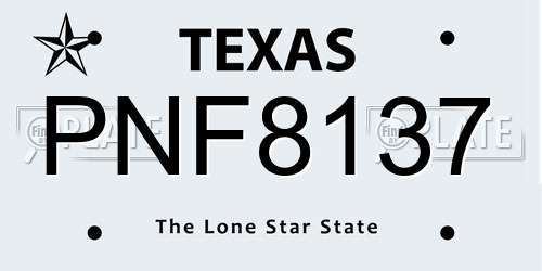 PNF8137 Texas License Plate