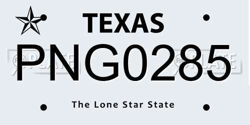 PNG0285 Texas License Plate