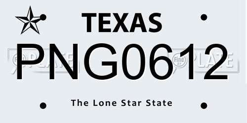 PNG0612 Texas License Plate