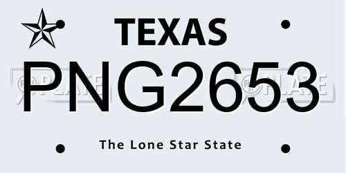 PNG2653 Texas License Plate