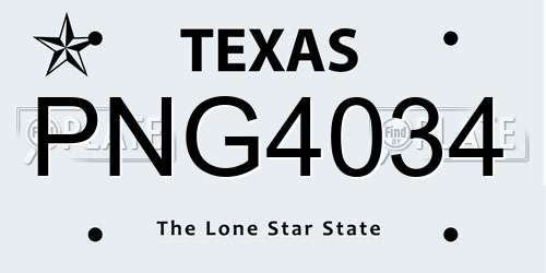 PNG4034 Texas License Plate