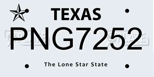 PNG7252 Texas License Plate